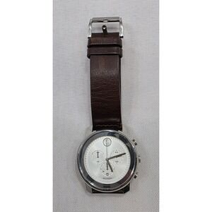 Movado 3600367 Men's Silver Chronograph Watch With Brown Leather Strap